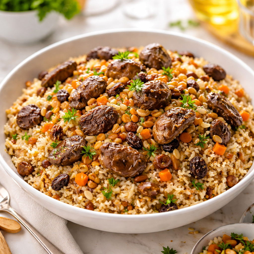 Riz au foie de poulet et aux noix