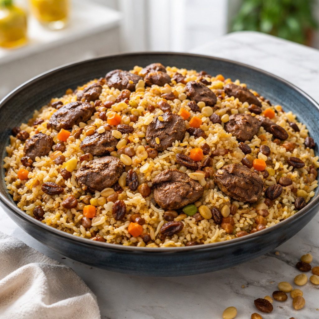 Riz au foie de poulet et aux noix