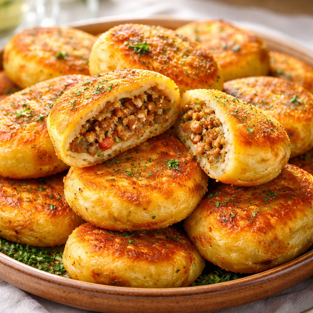 Galettes de pommes de terre farcies à la viande