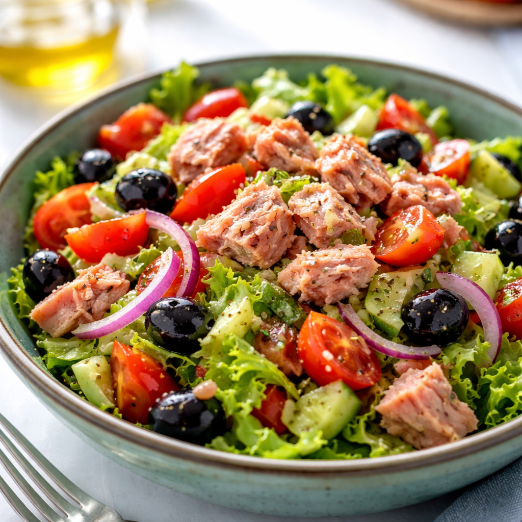 Salade fraîche au thon et aux olives