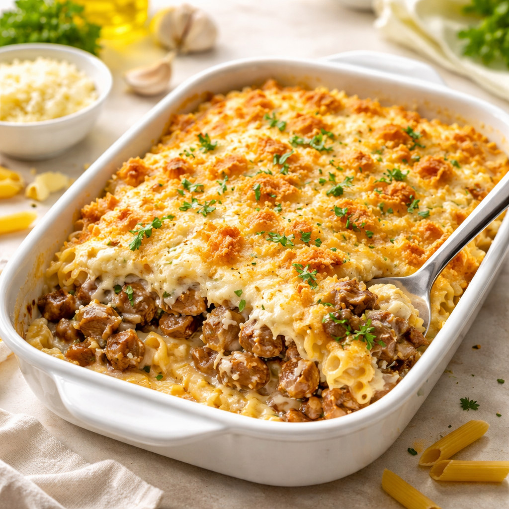 Béchamel Pasta with Liver and Gizzards