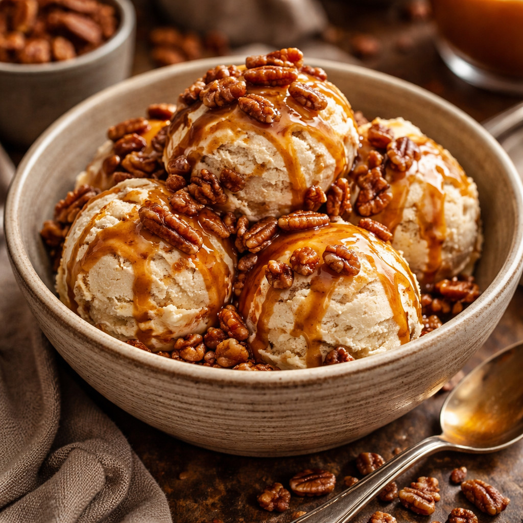 Toffee Ice Cream with Pecans