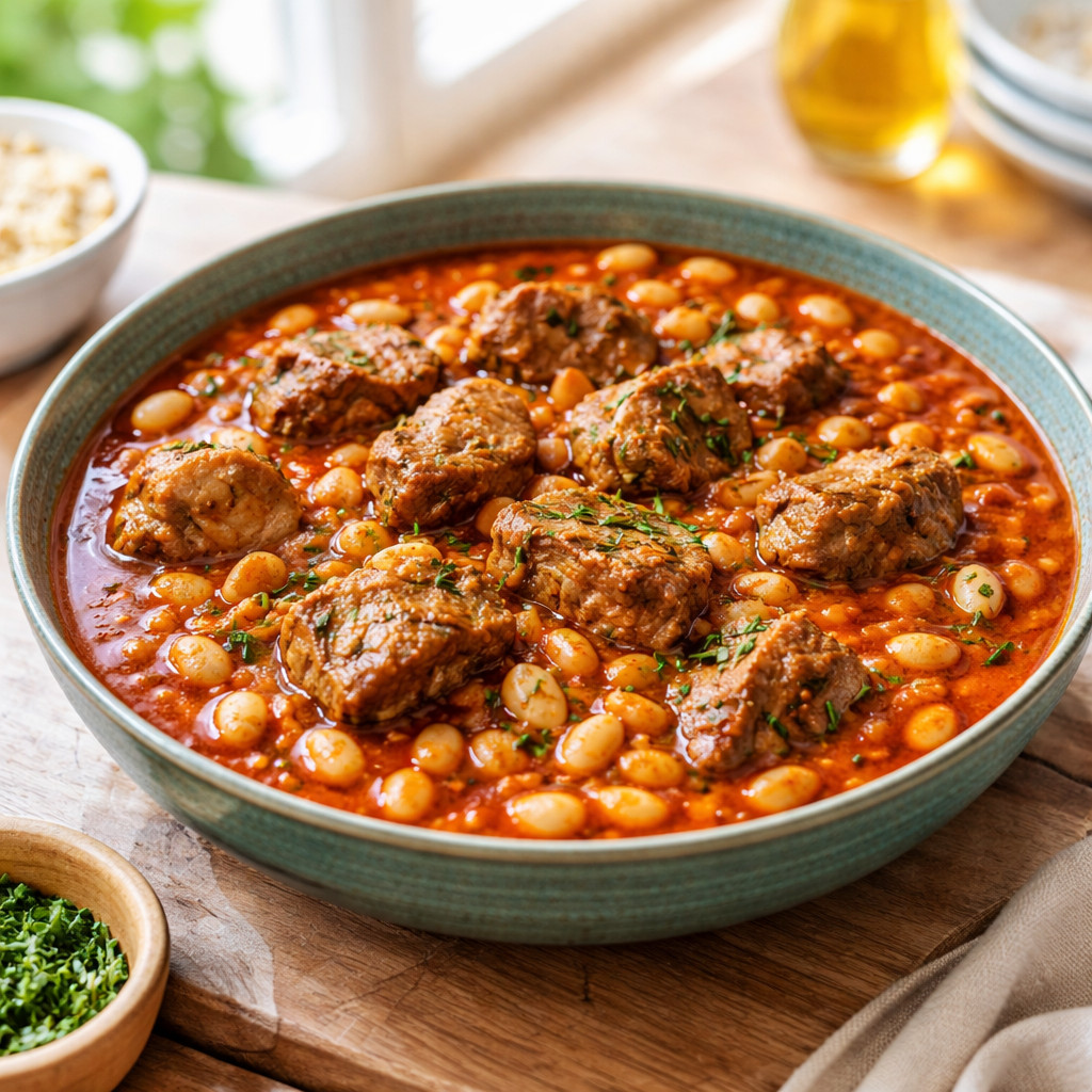 الفاصوليا البيضاء بصلصة الطماطم