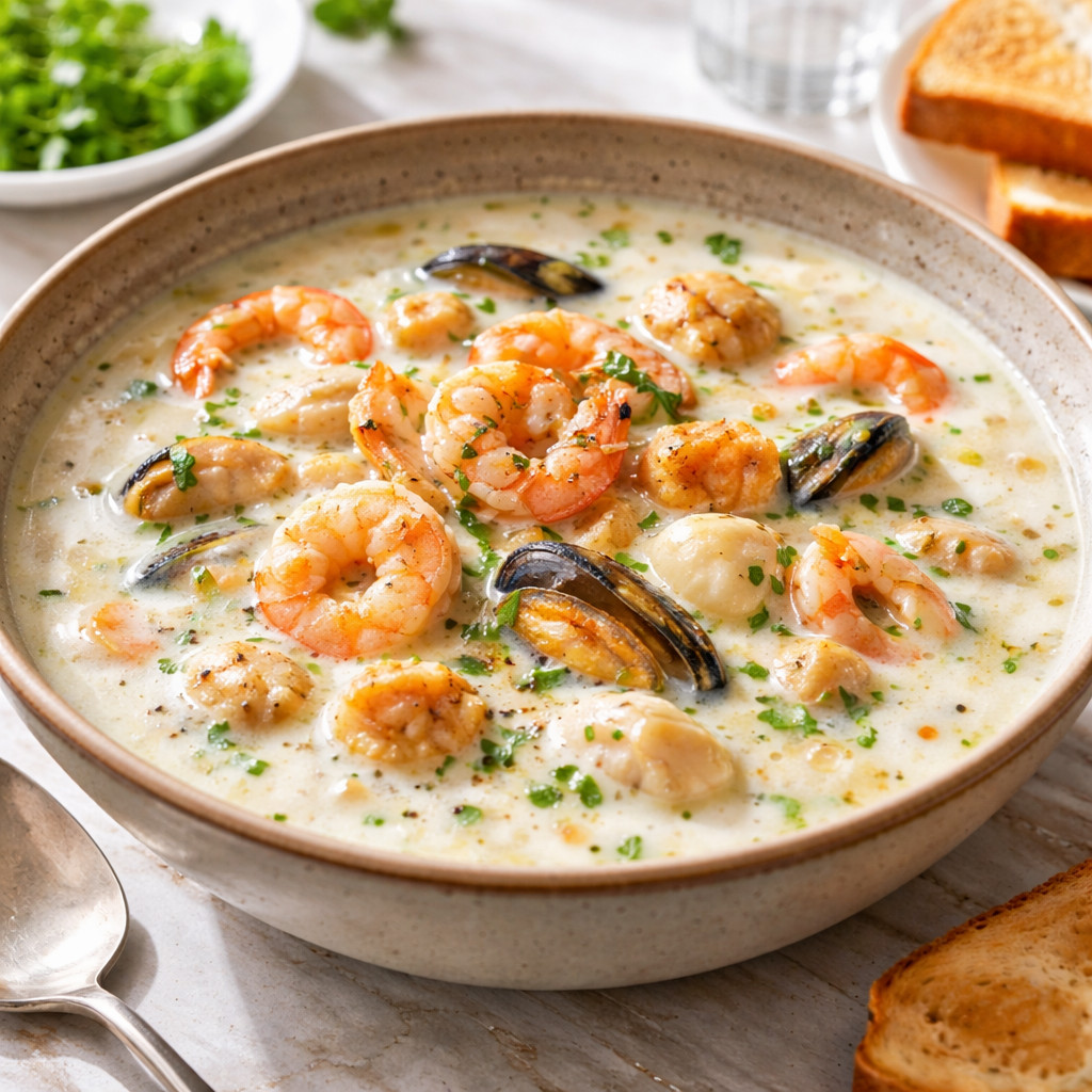 شوربة كريمة ثمار البحر