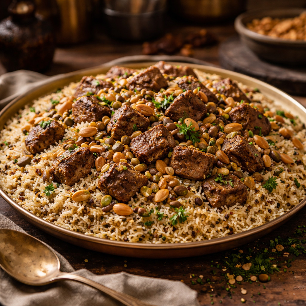 ارز باللحم والمكسرات
