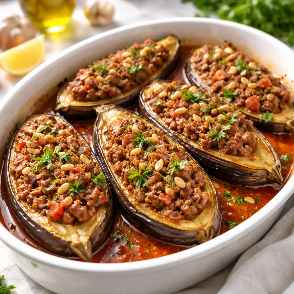 Eggplant Boats with Meat Filling