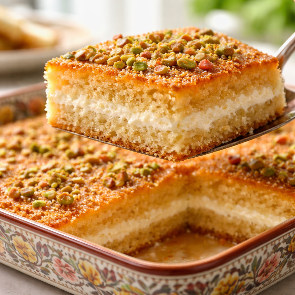 Easy Basbousa with Cream