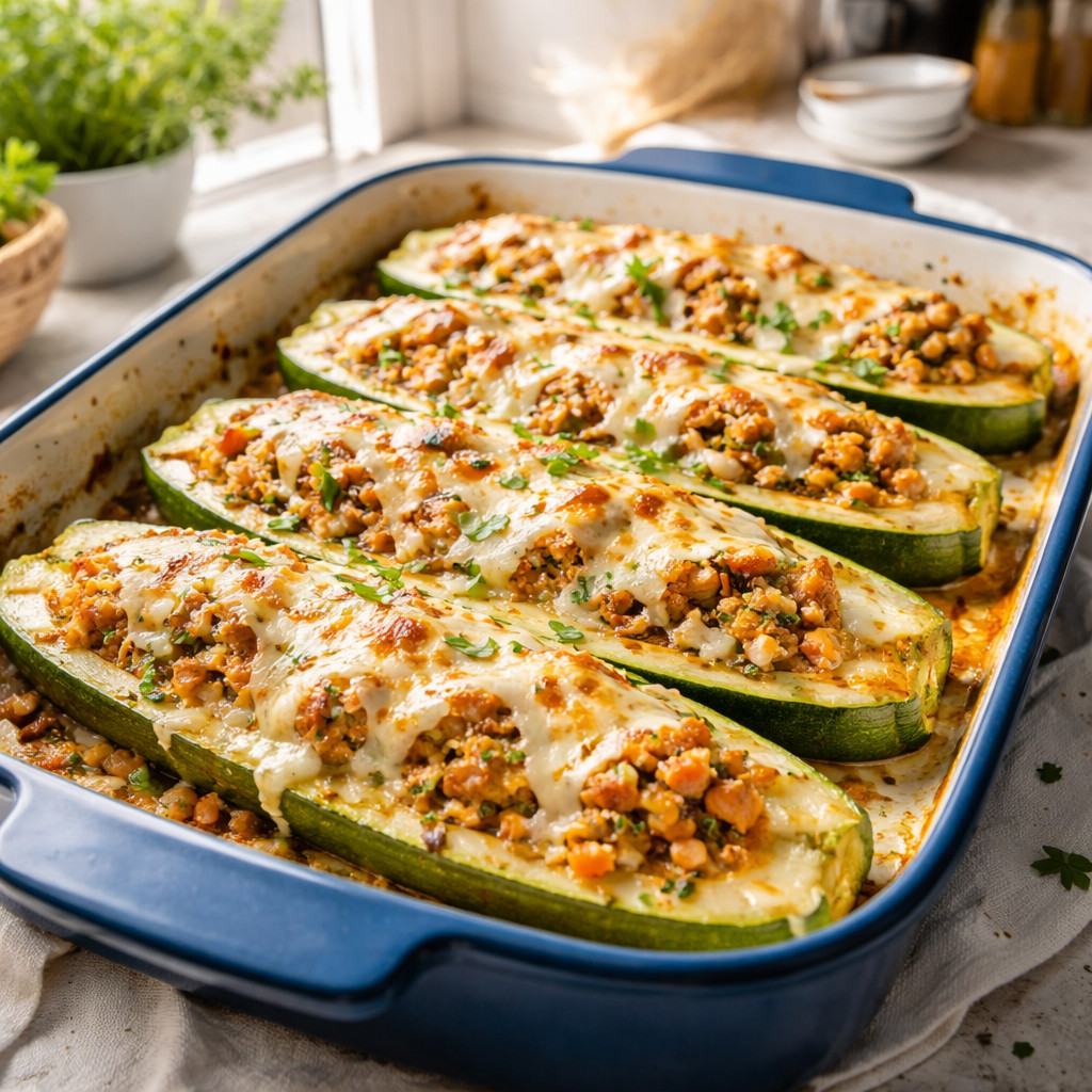 Zucchini with Chicken and Mozzarella Cheese