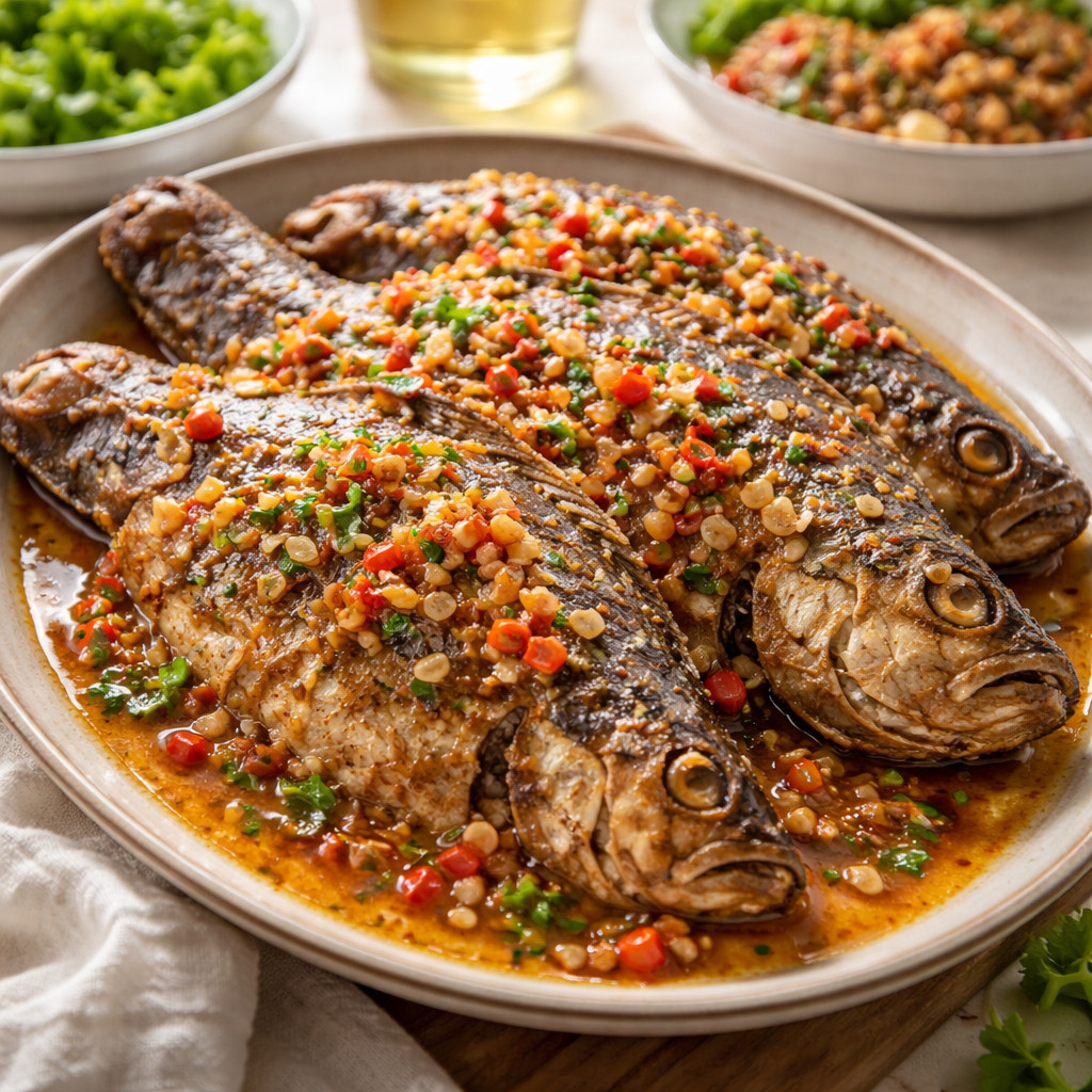 Poisson au vinaigre et à l'ail