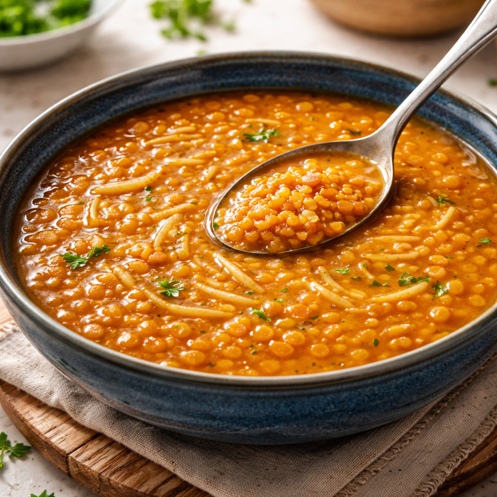 شوربة عدس بالشعيريه
