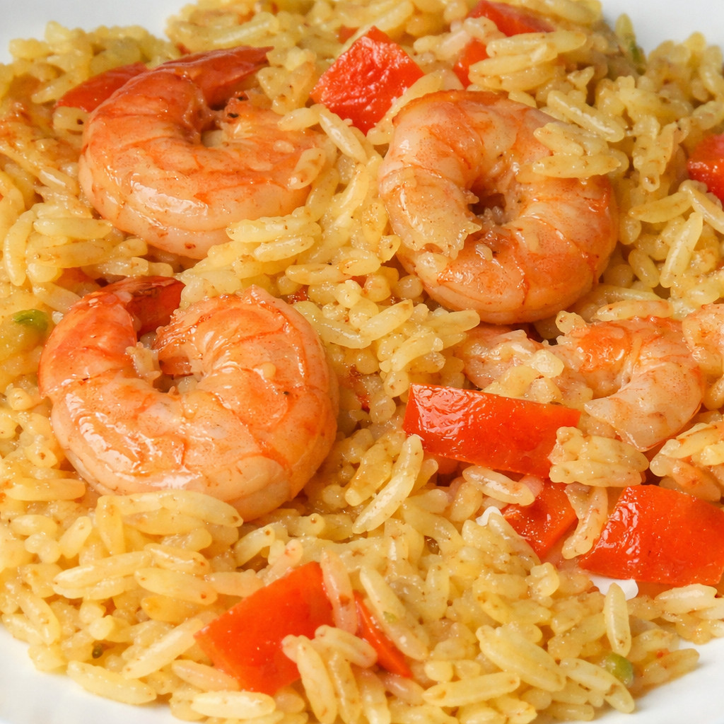 Crevettes avec du riz