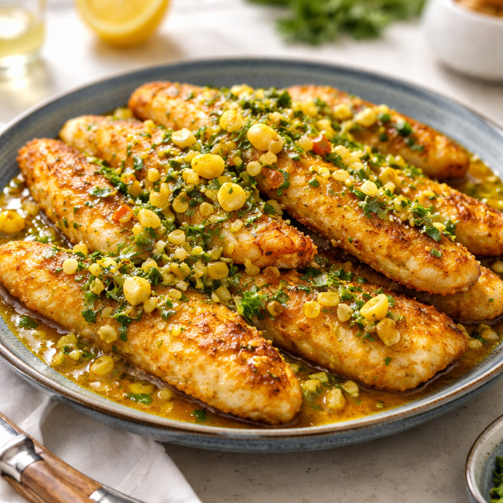 Poisson frit à l'ail et au citron