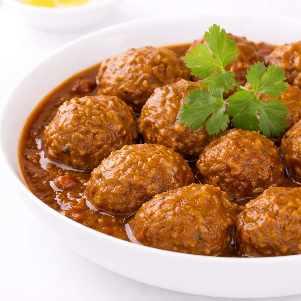 Delicious Indian Kofta with Curry and Spinach
