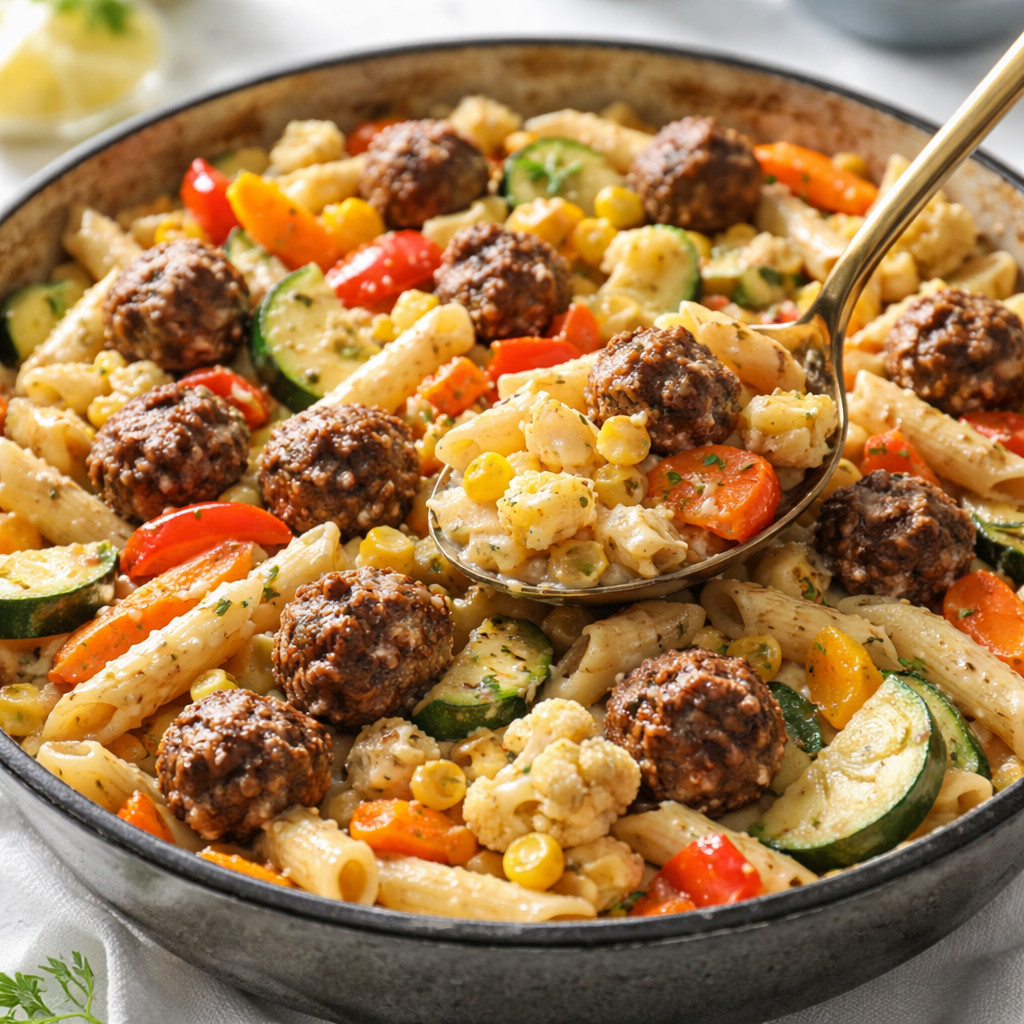 Pasta with Meatballs and Vegetables