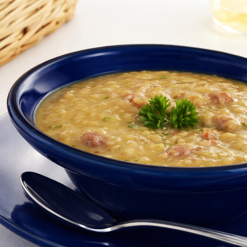 Soupe de lentilles vertes avec de l'agneau