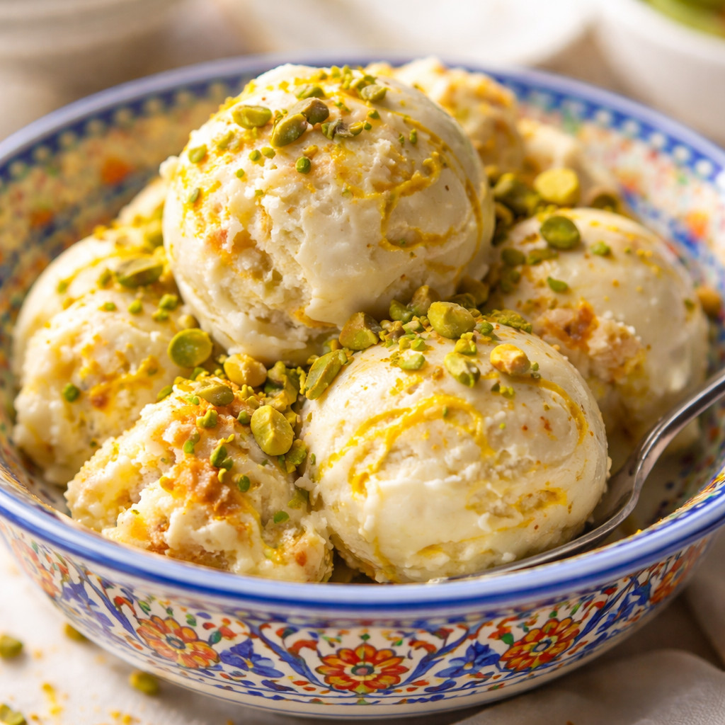 Bastani Iranian Ice Cream with Pistachio