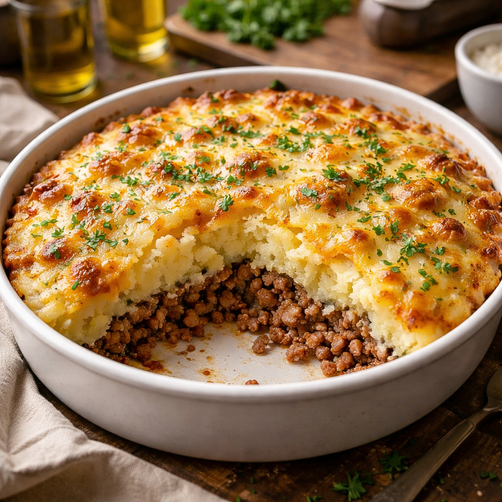 Potatoes with Ground Meat in the Oven