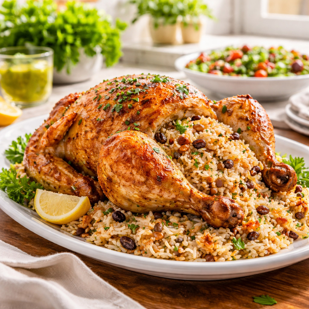 Roasted Chicken Stuffed with Rice