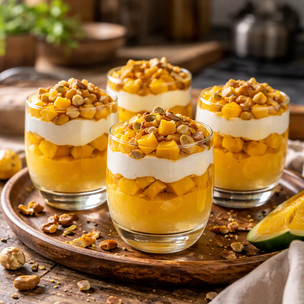 Dessert à la mangue en verrines