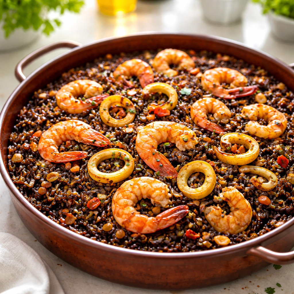 Pilaf de riz noir aux fruits de mer