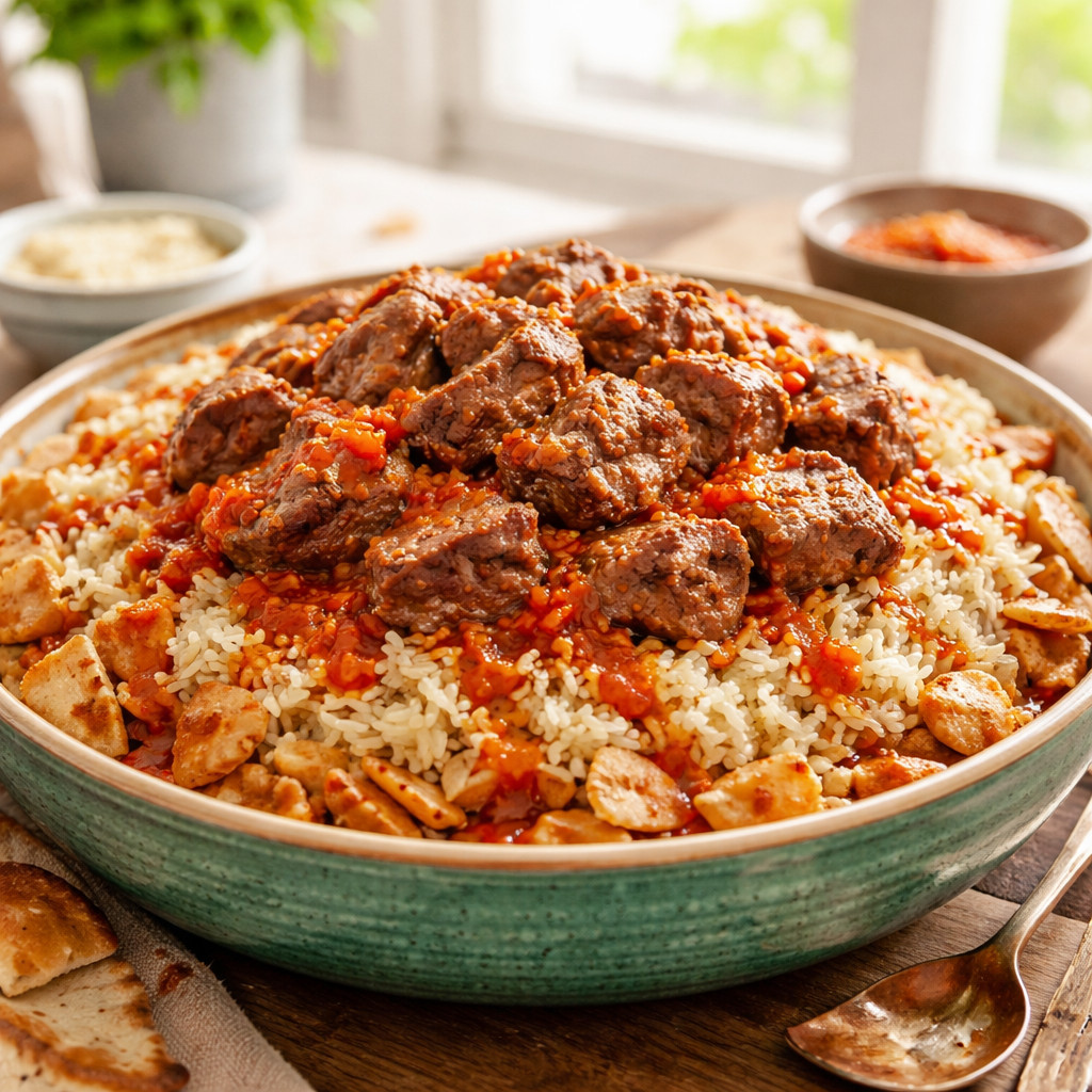 Egyptian Fatta with Vinegar and Garlic