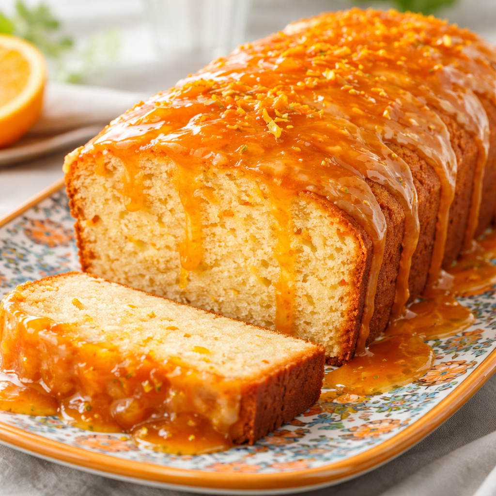 Gâteau éponge à l'orange avec sauce