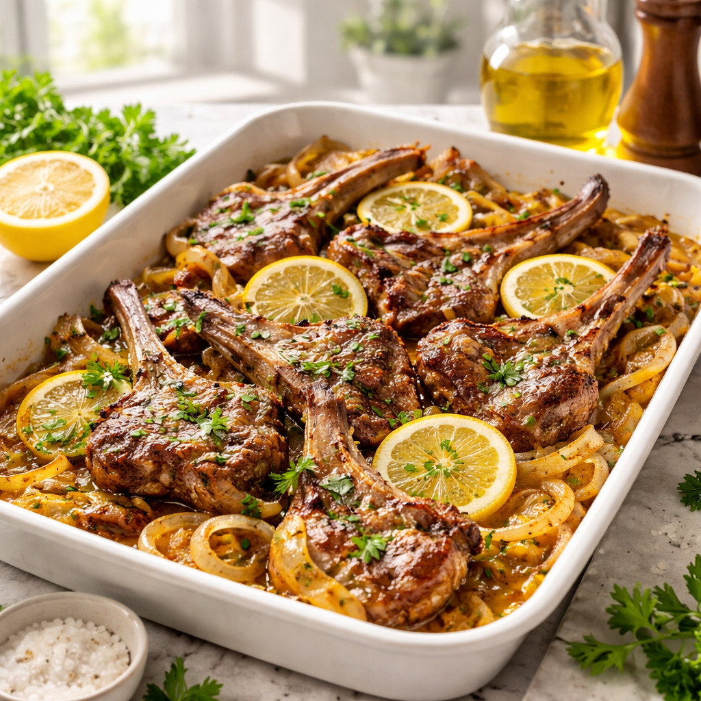 Plat de côtes d'agneau au citron