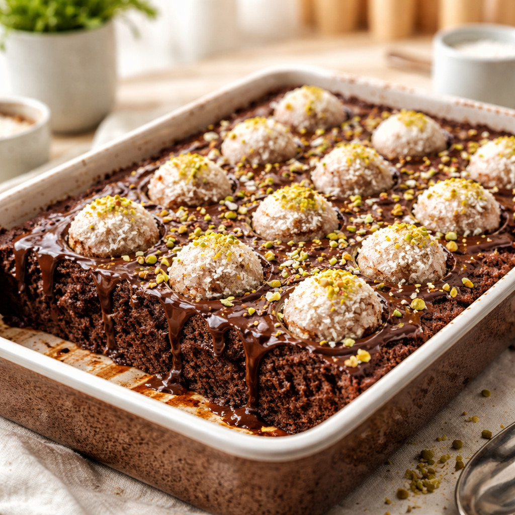 Cocoa Cake with Coconut Balls