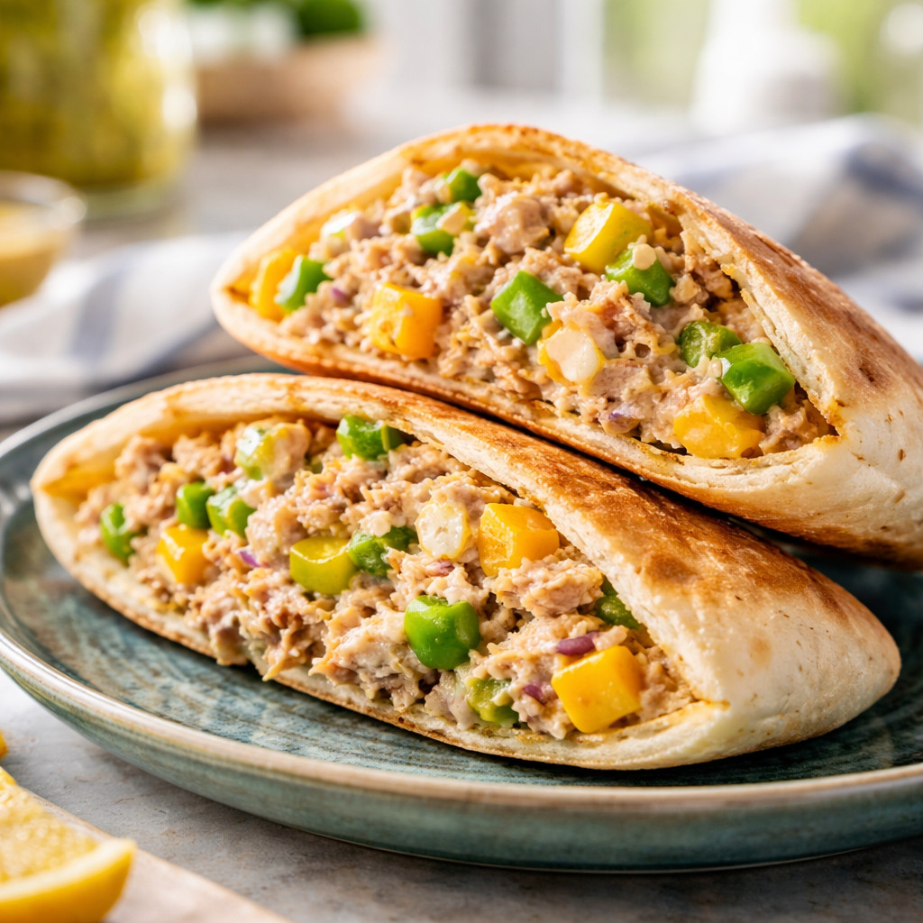 Tuna Sandwich with Cheese and Green Pepper