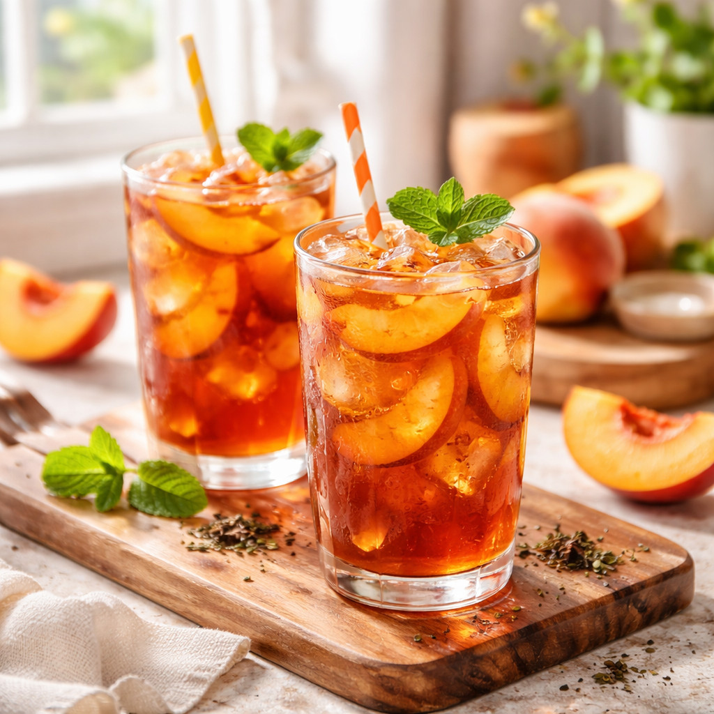 Thé glacé à la pêche