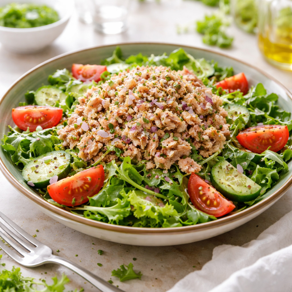 Salade de thon avec roquette et légumes