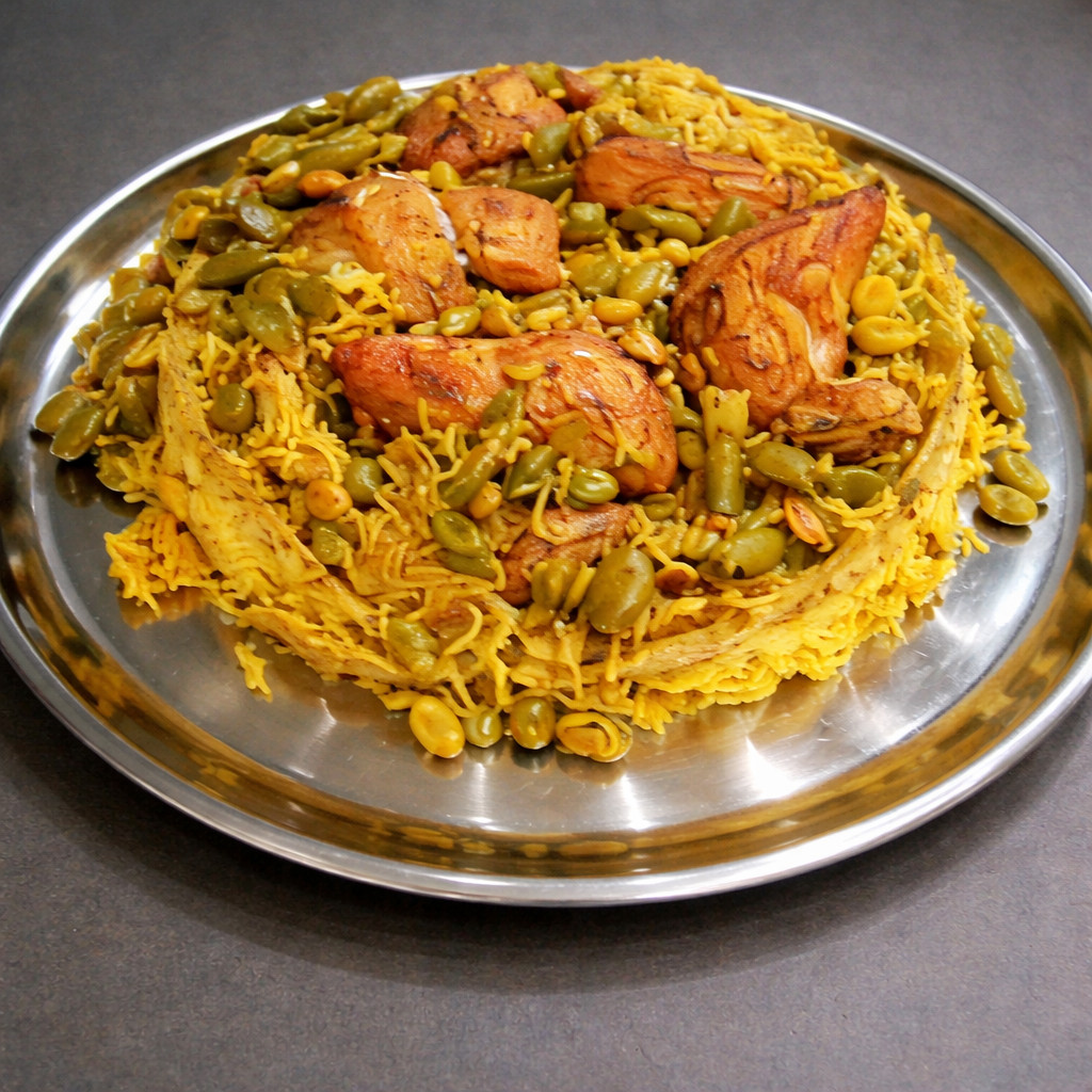 Green Bean Maqluba with Chicken
