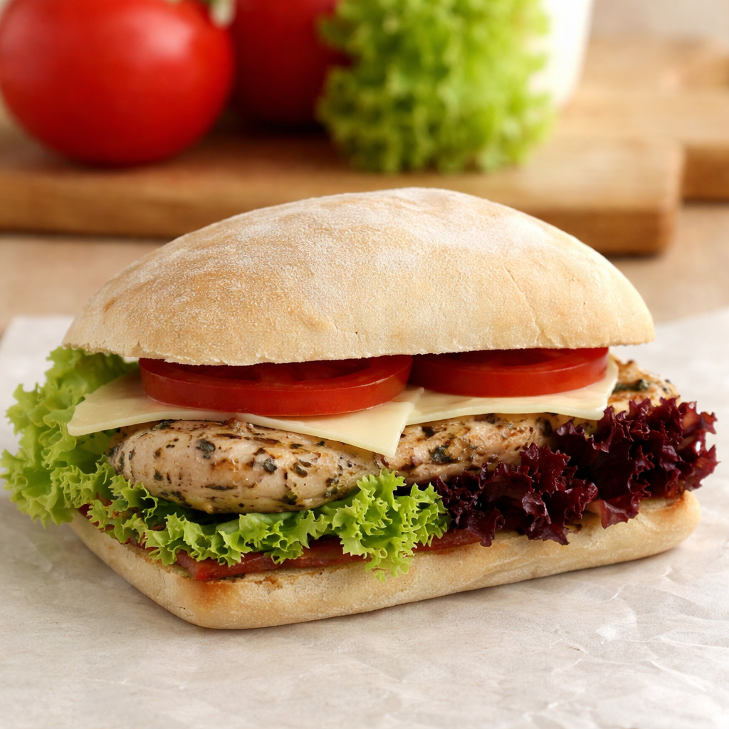 Panini au poulet avec sauce pesto
