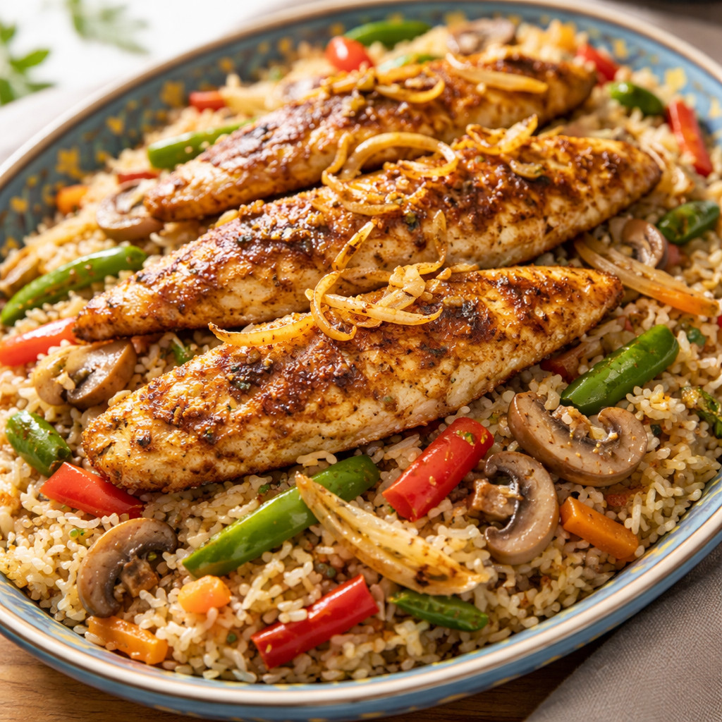 Poisson avec riz aux légumes