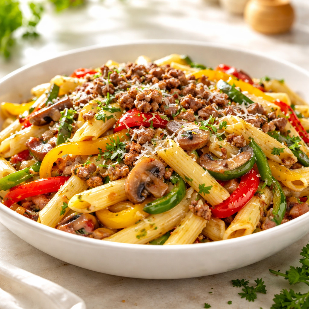 Pasta with Vegetables and Mushrooms