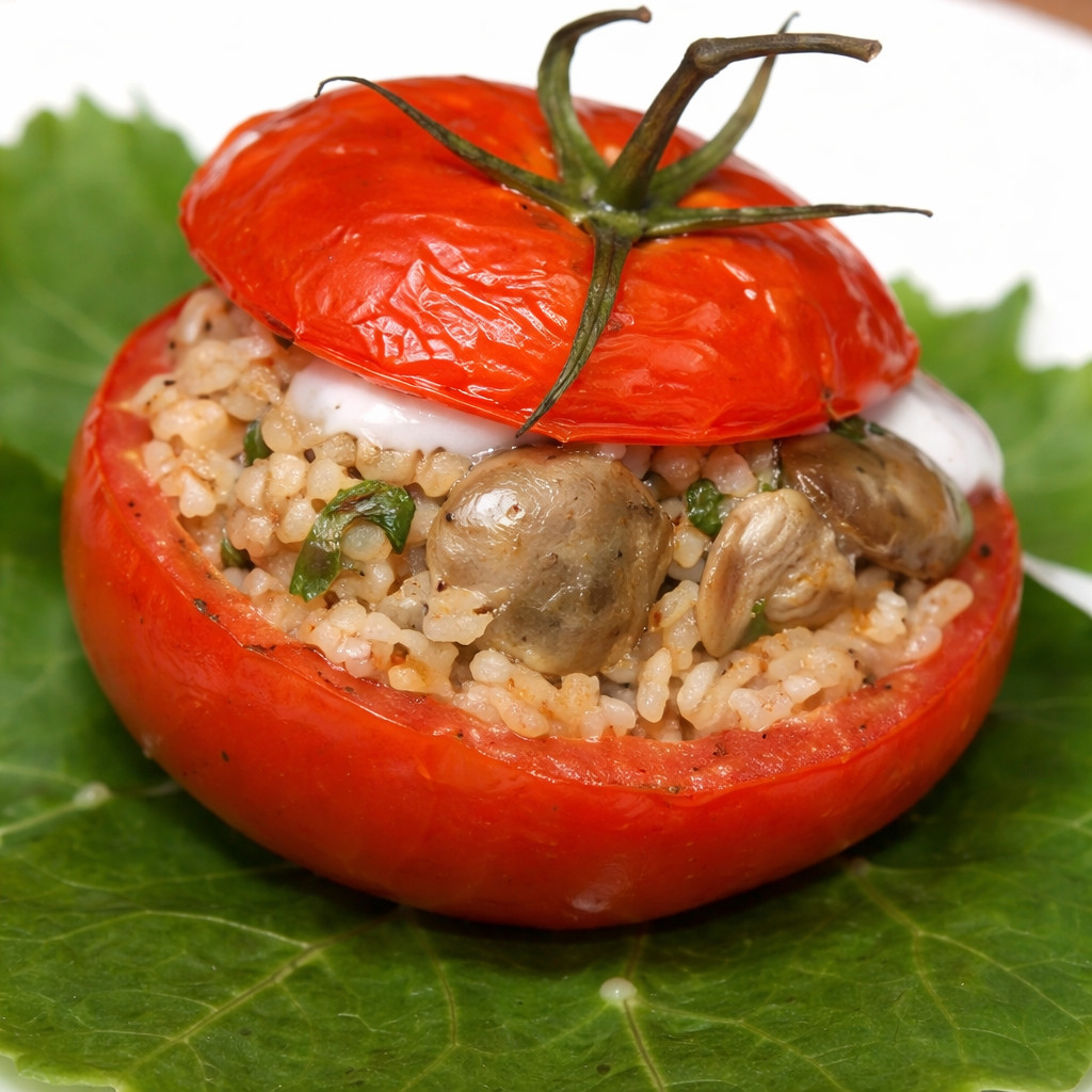 Stuffed Tomatoes with Bulgur and Fava Beans