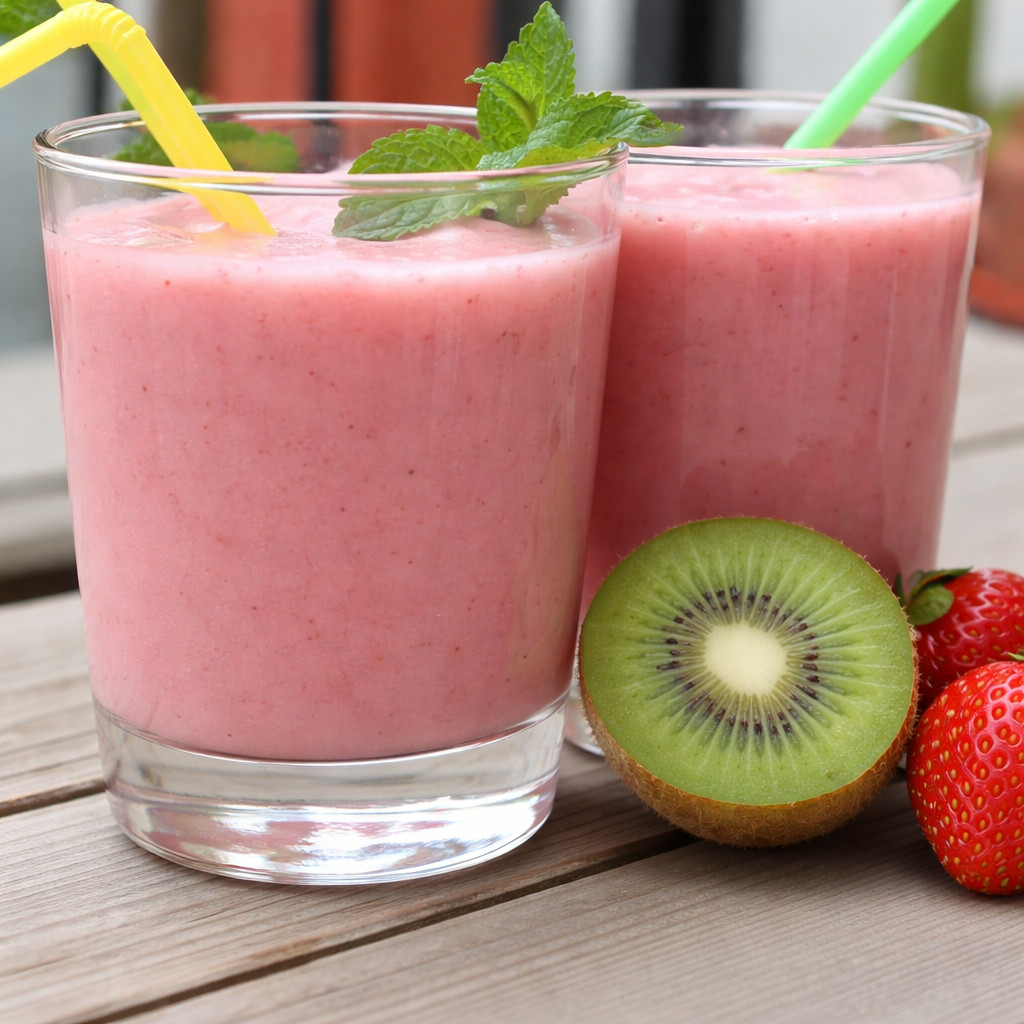 Kiwi and Strawberry Diet Cocktail