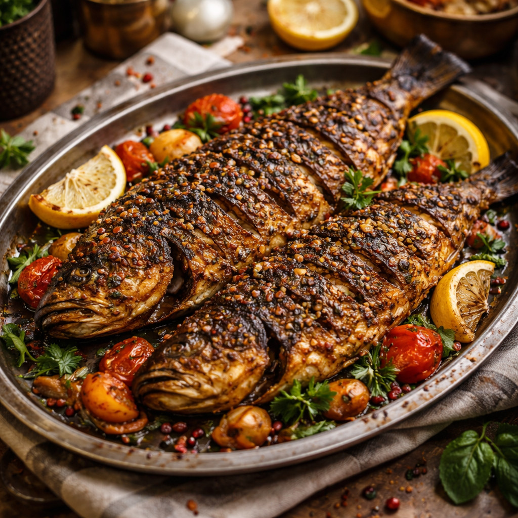 سمك مشوي بالفرن عراقي