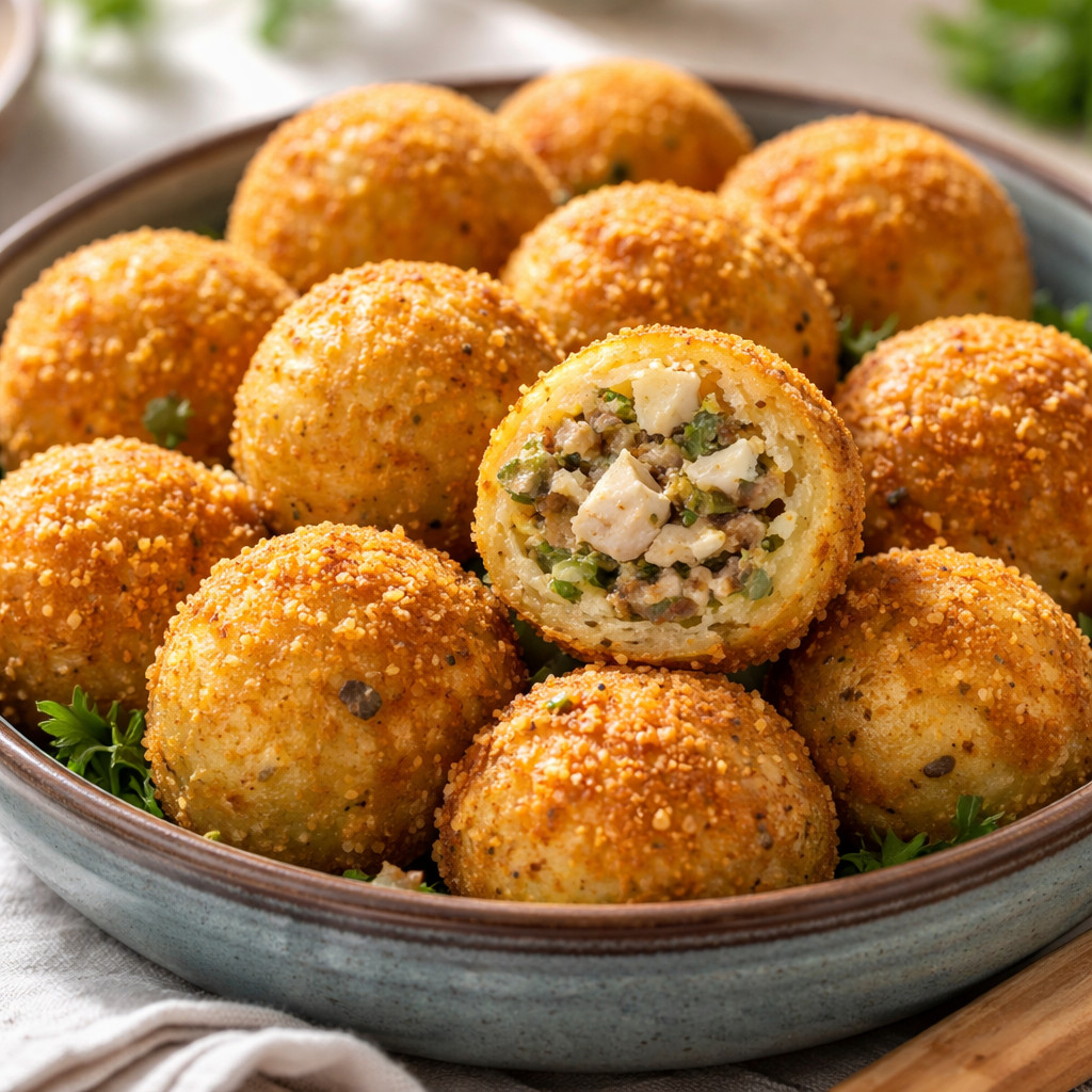 Boulettes de pommes de terre au foie de poulet et fromage