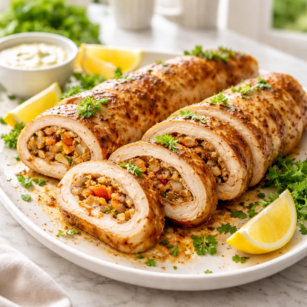 Poulet farci à la shawarma