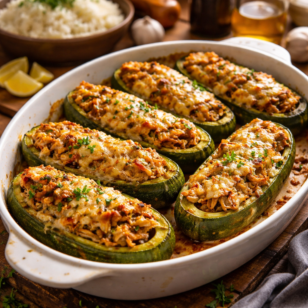 Stuffed Zucchini with Chicken