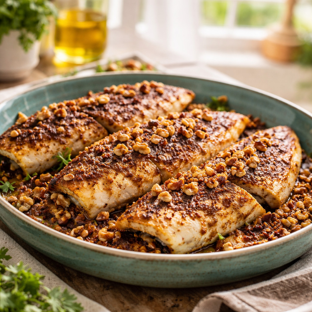Grilled Fish with Walnuts and Sumac
