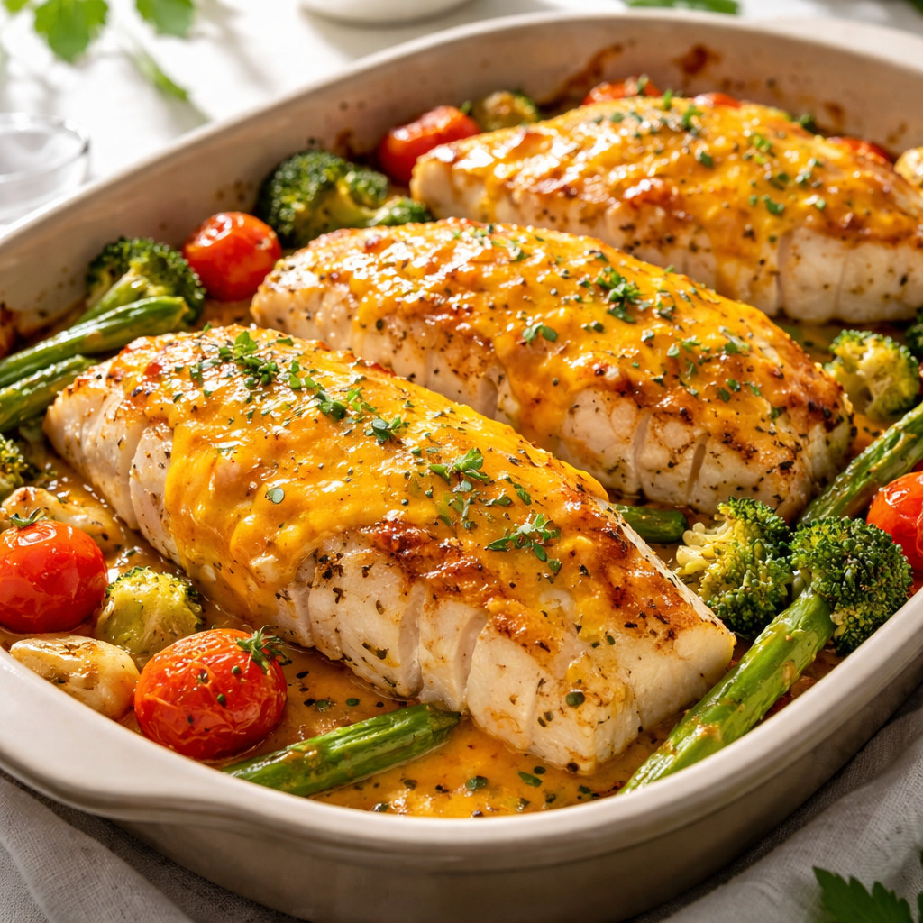 Filet de poisson grillé avec fromage Kraft Cheddar