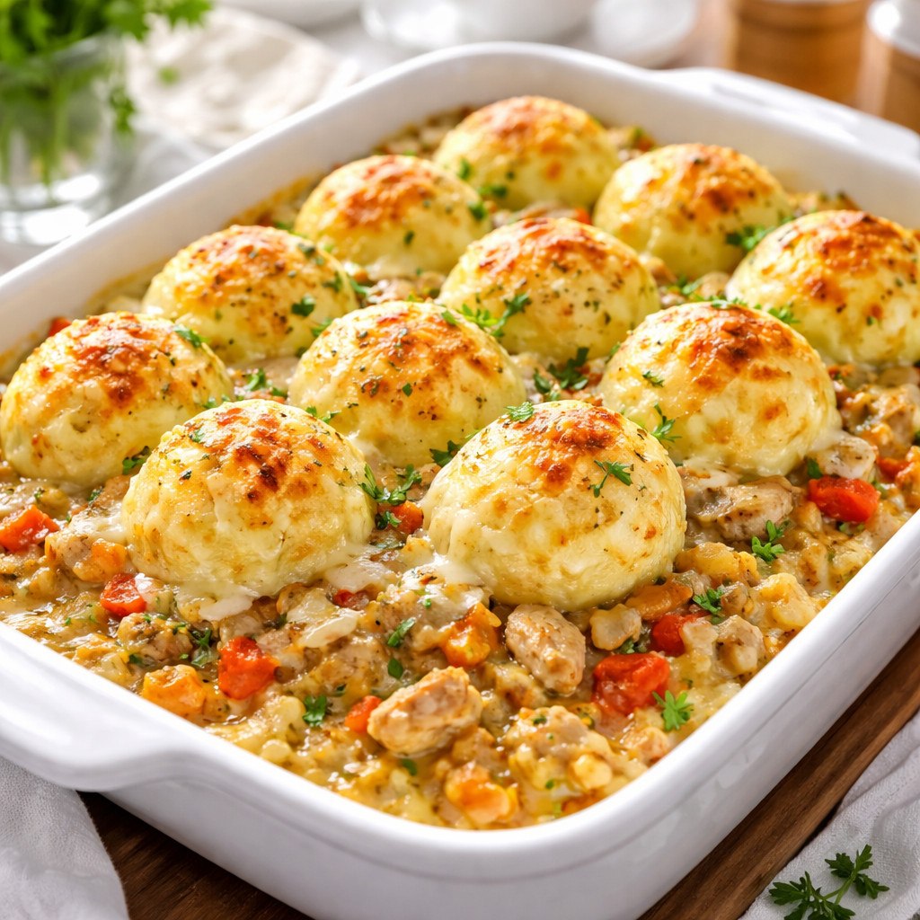 Potato Balls with Chicken and Cream