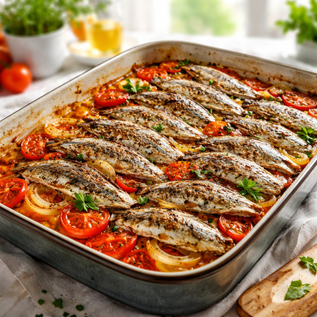 Sardine au four avec des légumes
