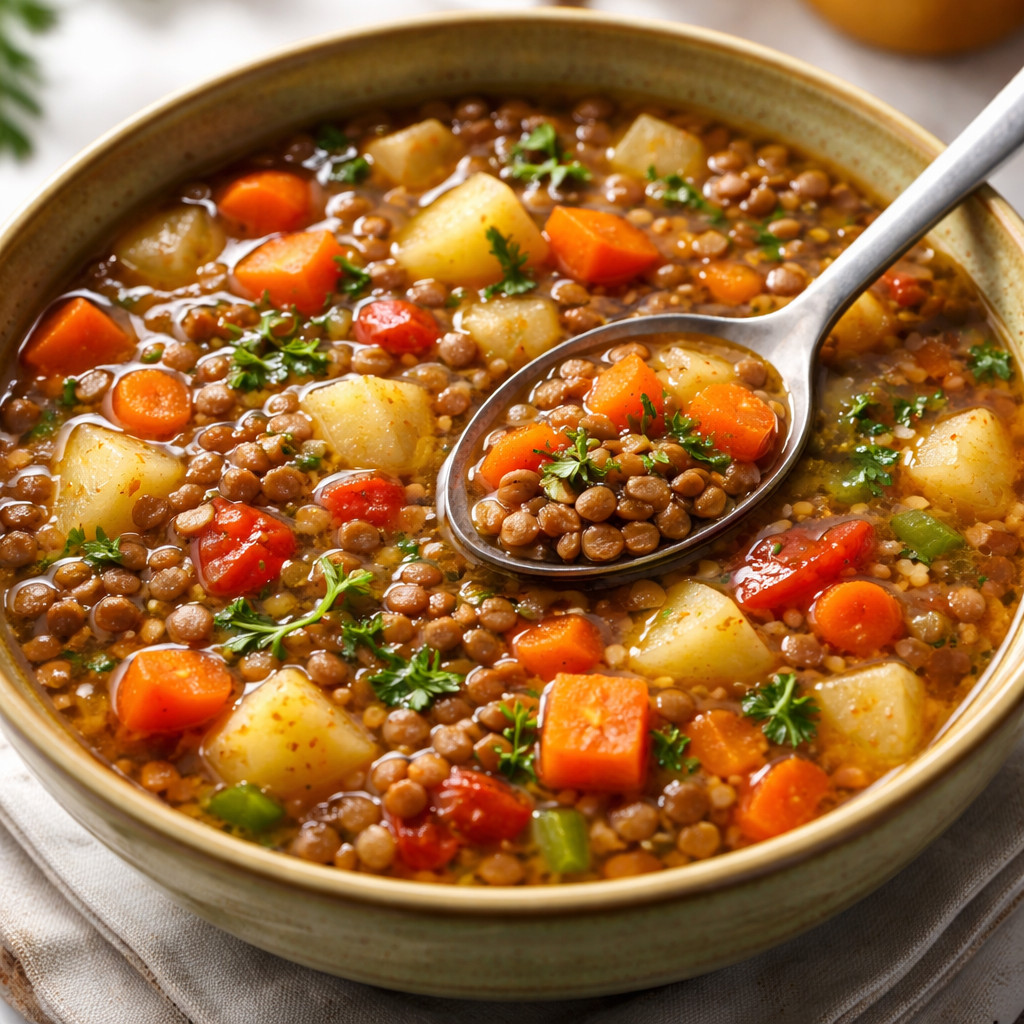 شوربة العدس بالخضار