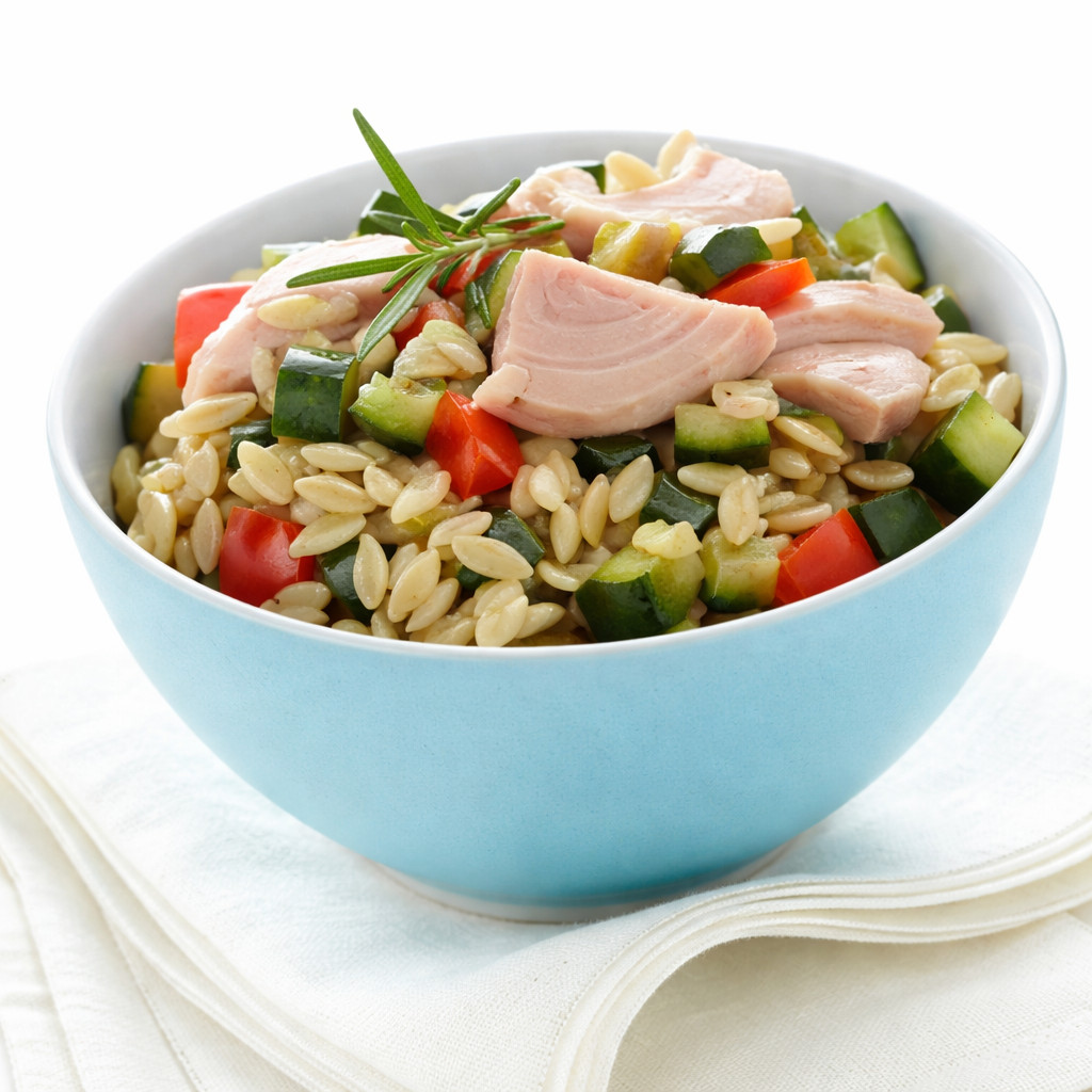 Salade d'orge au thon et légumes grillés