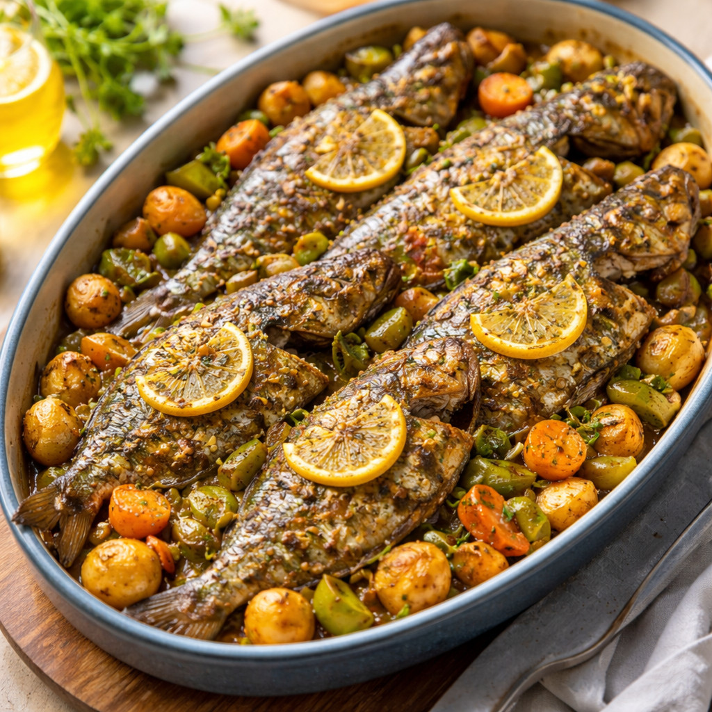 السمك بالفرن