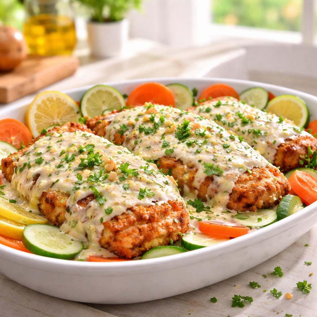 Fillet Fish with Cheese and Cream