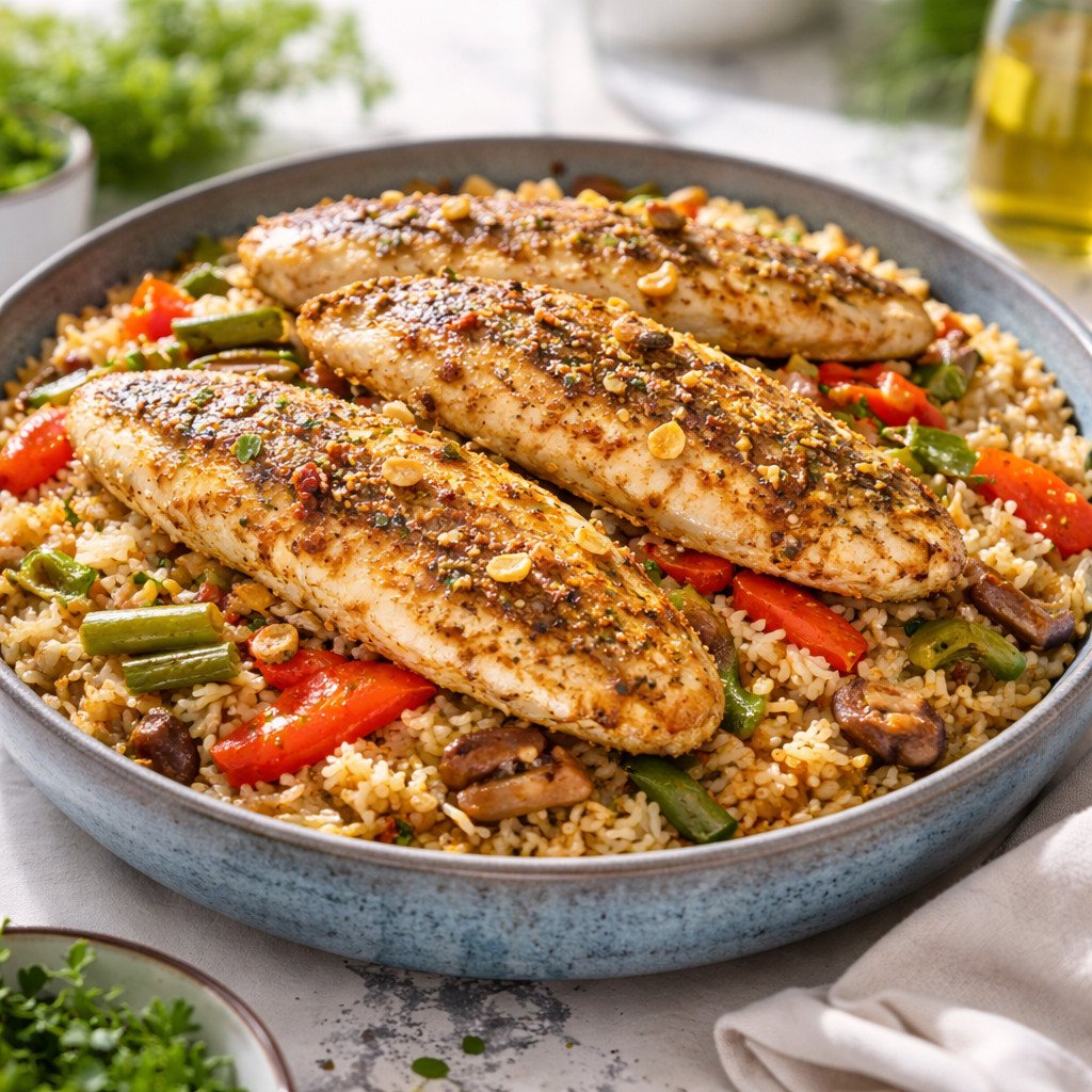 Fish with Rice and Vegetables